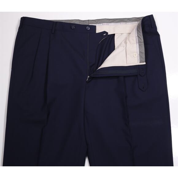 Ravazzolo Dress Pants Navy Blue Wool Pleated Handmade Trousers 42x31 - Picture 5 of 7